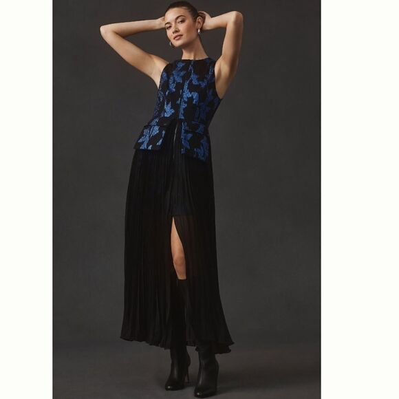 Anthropologie Bhanuni by Jyoti Sleeveless Jacquard Twofer Midi Dress/ size S - Picture 1 of 9